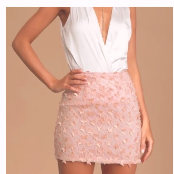 Lulus Dresses & Skirts - Lulus Butterfly Lace Mini Skirt Barbie Pink